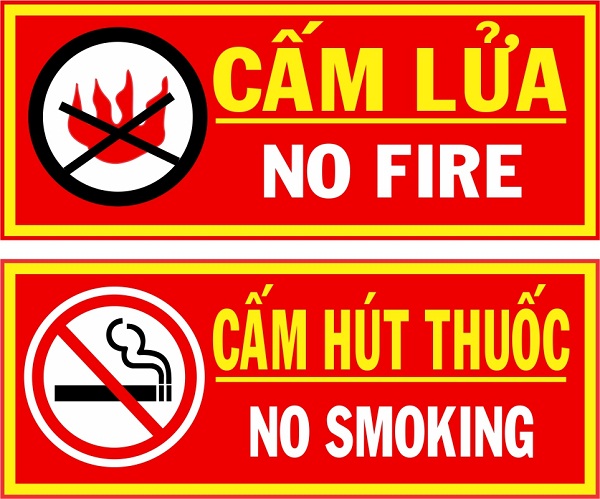 ✓Bảng cấm lửa cấm hút thuốc - Đạt Tiêu Chuẩn PCCC